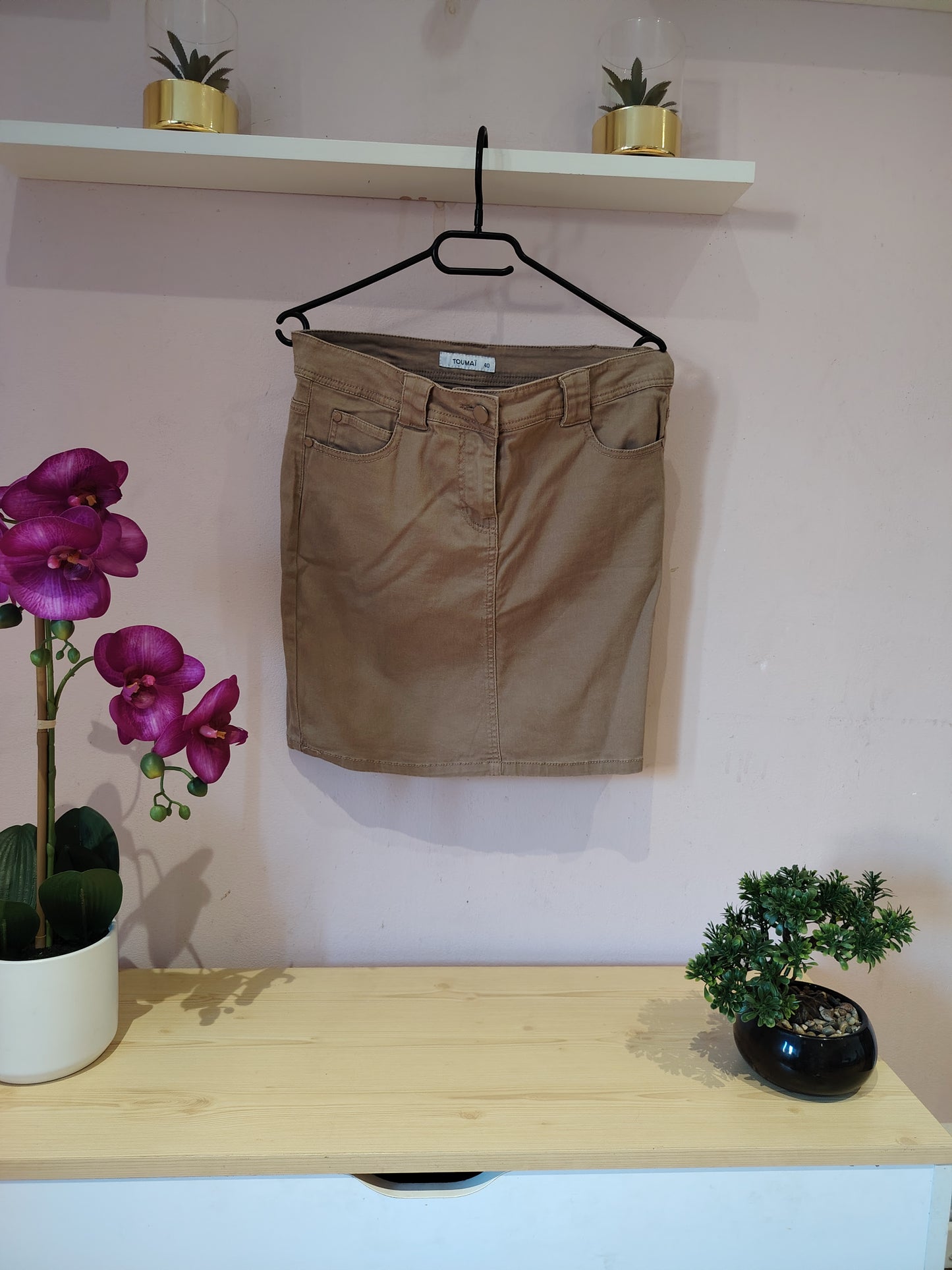 Jupe en jean taupe